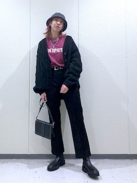 「PAGEBOY（ページボーイ）のチェーンスタッズショルダー（ショルダーバッグ）」を使った、TAMUさん（レディース・172cm）の秋コーディネート