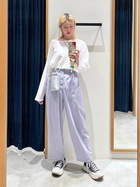 「BAYFLOW（ベイフロー）のアイテム（パンツ）」を使った、TAMUさん（レディース・171cm）の春コーディネート