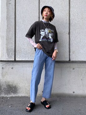 「PBLIM（ページボーイリム）の【PAGEBOYLIM】シアータートルインナー（Tシャツ/カットソー）」を使った、TAMUさん（レディース・172cm）の夏コーディネート