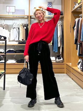 「クリスマス」｜「アイテム（キャップ）」を使った、TAMUさん（レディース・171cm）の冬コーディネート