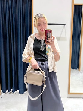 「HEREIAM（ヘレイアム）の【HEREIAM】UV99%カット/TONE GRASS（サングラス、イエロー系）」を使った、TAMUさん（レディース・171cm）の夏コーディネート