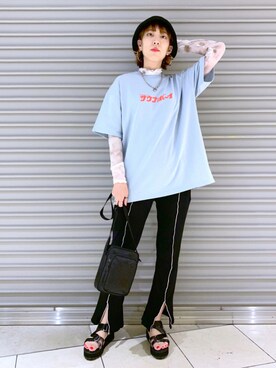 「PBLIM（ページボーイリム）の【PAGEBOYLIM】シアータートルインナー（Tシャツ/カットソー）」を使った、TAMUさん（レディース・172cm）の夏コーディネート