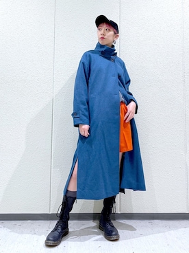 「ハーフパンツ」｜「アイテム（チェスターコート）」を使った、TAMUさん（レディース・172cm）の冬コーディネート