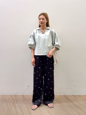 「BEAUTY&YOUTH UNITED ARROWS(ビューティーアンドユースユナイテッドアローズ)のコットン麻 スキッパー チュニック ウォッシャブル(シャツ/ブラウス、グリーン系)」を使った、Shizuka Nakajimaさん(レディース・154cm)の春コーディネート