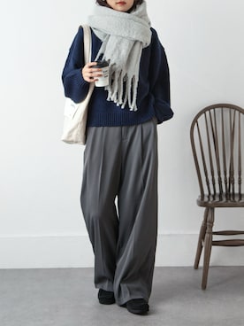 「Chillfar（チルファー）のアイテム（スラックス）」を使った、Chillfar(チルファー)さん（レディース・162cm）の冬コーディネート