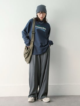 「Chillfar（チルファー）のアイテム（スラックス）」を使った、Chillfar(チルファー)さん（レディース・162cm）の冬コーディネート