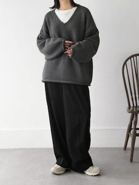 「Chillfar（チルファー）のアイテム（スラックス）」を使った、Chillfar(チルファー)さん（レディース・162cm）の秋コーディネート