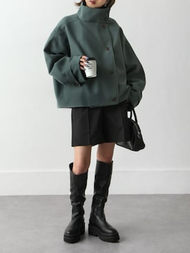 「Chillfar（チルファー）のアイテム（ステンカラーコート）」を使った、Chillfar(チルファー)さん（レディース・162cm）の冬コーディネート