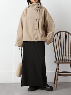 「Chillfar（チルファー）のアイテム（ステンカラーコート）」を使った、Chillfar(チルファー)さん（レディース・162cm）の秋コーディネート