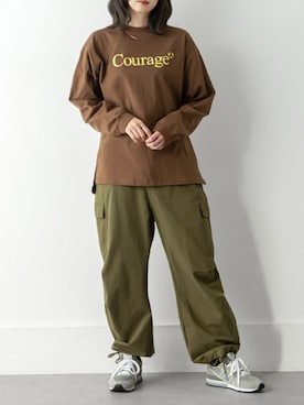 「チョコ色に染まれ」｜「アイテム（カーゴパンツ）」を使った、Chillfar(チルファー)さん（レディース・162cm）の冬コーディネート