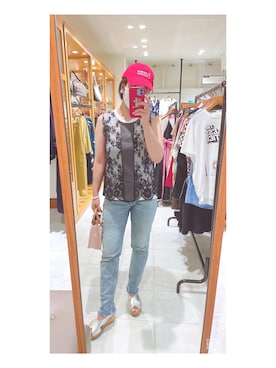 「miu miu（ミュウミュウ）のアイテム（トップス）」を使った、やま あやさん（レディース・154cm）の夏コーディネート