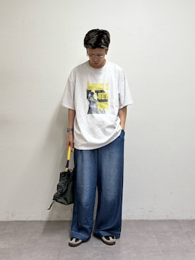 「CIAOPANIC TYPY（チャオパニックティピー）の【UNISEX】【プラスサイズあり】犬＆猫 アソートロゴプリントTee（Tシャツ/カットソー）」を使った、ゆうしんさん（メンズ・167cm）の夏コーディネート