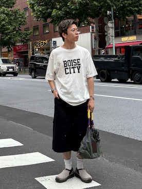 「SOUNDSGOOOOD（サウンズグッド）の【SOUNDS GOOOOD】2WAYナイロンタックギャザーパラコードBAG/WEB限定カラー追加（トートバッグ）」を使った、ゆうしんさん（メンズ・167cm）の夏コーディネート