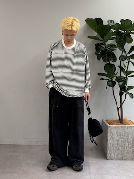「CIAOPANIC TYPY（チャオパニックティピー）の【UNISEX】【シルエット調整可】ピグメント加工ワッフルイージーパンツ/WEB限定カラーあり（スウェットパンツ）」を使った、ゆうしんさん（メンズ・167cm）の秋コーディネート