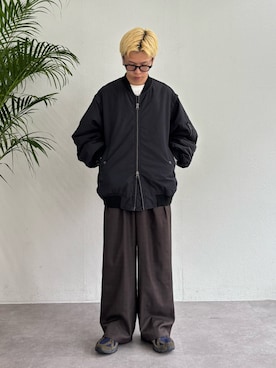 「CIAOPANIC TYPY（チャオパニックティピー）の累計販売数２万枚！【新色登場/ユニセックス】ボリュームスリーブMA-1（MA-1、ブラック系）」を使った、ゆうしんさん（メンズ・167cm）の秋コーディネート
