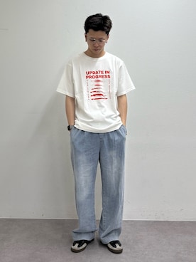 「CIAOPANIC TYPY（チャオパニックティピー）の【UNISEX】宇宙人プリントTシャツ（Tシャツ/カットソー）」を使った、ゆうしんさん（メンズ・167cm）の夏コーディネート