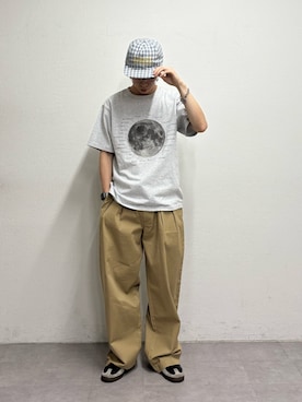 「CIAOPANIC TYPY（チャオパニックティピー）の【WEB限定】【UNISEX】ムーンクレーター＆アースロゴプリントTee（Tシャツ/カットソー）」を使った、ゆうしんさん（メンズ・167cm）の夏コーディネート
