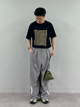 「CIAOPANIC TYPY（チャオパニックティピー）の【UNISEX】【全12色展開】メッセージプリント半袖Tee（Tシャツ/カットソー、ブルー系）」を使った、ゆうしんさん（メンズ・167cm）の春コーディネート