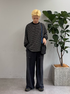 「CIAOPANIC TYPY（チャオパニックティピー）の【UNISEX】【シルエット調整可】ピグメント加工ワッフルイージーパンツ/WEB限定カラーあり（スウェットパンツ）」を使った、ゆうしんさん（メンズ・167cm）の秋コーディネート