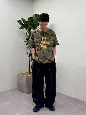 「CIAOPANIC TYPY（チャオパニックティピー）の【UNISEX】ピグメント加工ワッフルイージーパンツ（その他パンツ、ブラック系）」を使った、ゆうしんさん（メンズ・167cm）の夏コーディネート