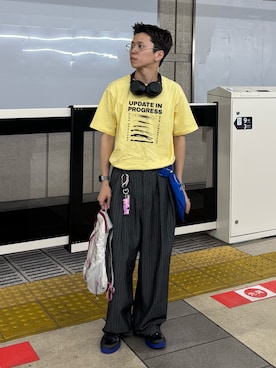 「アイテム（スラックス）」を使った、ゆうしんさん（メンズ・167cm）の夏コーディネート