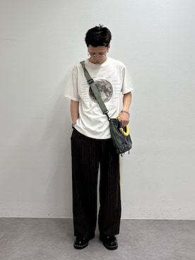 「CIAOPANIC TYPY（チャオパニックティピー）の【WEB限定】【UNISEX】ムーンクレーター＆アースロゴプリントTee（Tシャツ/カットソー）」を使った、ゆうしんさん（メンズ・167cm）の夏コーディネート