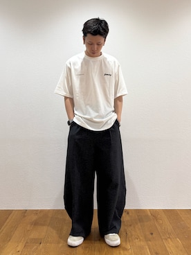 「Franklin Climbing（フランクリンクライミング）の【FC×ジムニー】ジムニーコレクションTee（Tシャツ/カットソー、ホワイト系）」を使った、ゆうしんさん（メンズ・167cm）の夏コーディネート