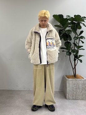 「CIAOPANIC TYPY（チャオパニックティピー）の【UNISEX】【シルエット調整可】ピグメント加工ワッフルイージーパンツ/WEB限定カラーあり（スウェットパンツ）」を使った、ゆうしんさん（メンズ・167cm）の秋コーディネート
