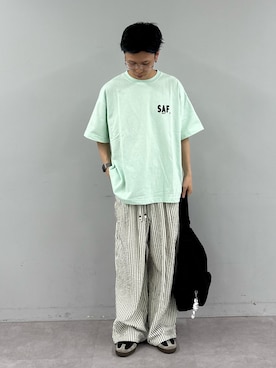 「CIAOPANIC TYPY（チャオパニックティピー）の【ユニセックス】ビックシルエットアソートグラフィックプリントTee（Tシャツ/カットソー、グリーン系）」を使った、ゆうしんさん（メンズ・167cm）の春コーディネート