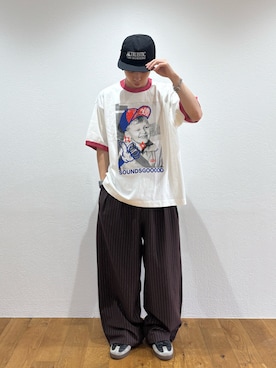 「CIAOPANIC TYPY（チャオパニックティピー）のアイテム（帽子）」を使った、ゆうしんさん（メンズ・167cm）の夏コーディネート