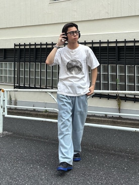 「CIAOPANIC TYPY（チャオパニックティピー）の【WEB限定】【UNISEX】ムーンクレーター＆アースロゴプリントTee（Tシャツ/カットソー）」を使った、ゆうしんさん（メンズ・167cm）の夏コーディネート