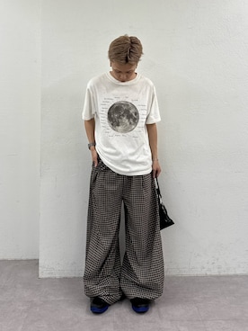 「CIAOPANIC TYPY（チャオパニックティピー）の【WEB限定】【UNISEX】ムーンクレーター＆アースロゴプリントTee（Tシャツ/カットソー）」を使った、ゆうしんさん（メンズ・167cm）の夏コーディネート