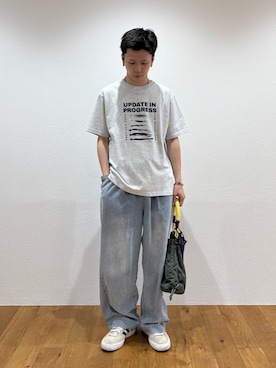 「CIAOPANIC TYPY（チャオパニックティピー）の【UNISEX】宇宙人プリントTシャツ（Tシャツ/カットソー）」を使った、ゆうしんさん（メンズ・167cm）の夏コーディネート