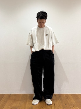 「CIAOPANIC TYPY（チャオパニックティピー）の【OJISAN】【ユニセックス】刺繍ロゴバックプリントTEE（Tシャツ/カットソー、グレー系）」を使った、ゆうしんさん（メンズ・167cm）の夏コーディネート