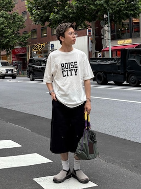 「SOUNDSGOOOOD（サウンズグッド）の【SOUNDS GOOOOD】2WAYナイロンタックギャザーパラコードBAG/WEB限定カラー追加（トートバッグ）」を使った、ゆうしんさん（メンズ・167cm）の夏コーディネート