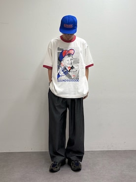 「CIAOPANIC TYPY（チャオパニックティピー）の【ユニセックス】アソート柄ナイロンロゴキャップ（キャップ）」を使った、ゆうしんさん（メンズ・167cm）の夏コーディネート