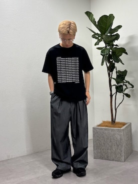 「CIAOPANIC TYPY（チャオパニックティピー）の【UNISEX】タックボリュームワイドスラックスパンツ/サイドラインスラックス（スラックス）」を使った、ゆうしんさん（メンズ・167cm）の夏コーディネート