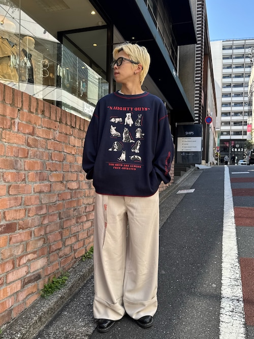 SOUNDS GOOOOD】ストライプクロップドワイドパンツ（ベルト付き