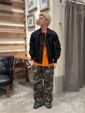 「アイテム（MA-1）」を使った、yushin1919さん（メンズ・165cm）の冬コーディネート