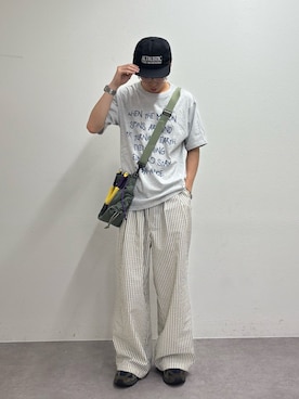 「CIAOPANIC TYPY（チャオパニックティピー）の【ユニセックス】アソート柄ナイロンロゴキャップ（キャップ）」を使った、ゆうしんさん（メンズ・167cm）の春コーディネート
