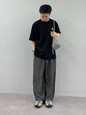 「GEVACO（ゲバコ）の【GEVACO/ゲバコ】【CIAOPANICTYPY限定商品】汗染み防止抗菌防臭ワンポイントワッペンTEE/WEB限定（Tシャツ/カットソー、ブラック系）」を使った、ゆうしんさん（メンズ・167cm）の春コーディネート
