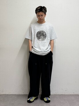 「CIAOPANIC TYPY（チャオパニックティピー）の【WEB限定】【UNISEX】ムーンクレーター＆アースロゴプリントTee（Tシャツ/カットソー）」を使った、ゆうしんさん（メンズ・167cm）の夏コーディネート