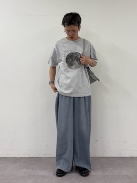 「CIAOPANIC TYPY（チャオパニックティピー）の【WEB限定】【UNISEX】ムーンクレーター＆アースロゴプリントTee（Tシャツ/カットソー）」を使った、ゆうしんさん（メンズ・167cm）の夏コーディネート