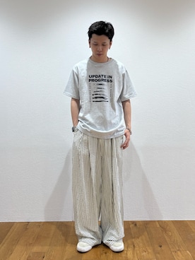 「CIAOPANIC TYPY（チャオパニックティピー）の【UNISEX】【WEB限定】宇宙人プリントTシャツ（Tシャツ/カットソー、グレー系）」を使った、ゆうしんさん（メンズ・167cm）の夏コーディネート