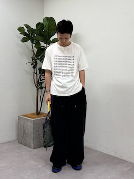 「CIAOPANIC TYPY（チャオパニックティピー）の【UNISEX】ピグメント加工ワッフルイージーパンツ（その他パンツ、ブラック系）」を使った、ゆうしんさん（メンズ・167cm）の夏コーディネート