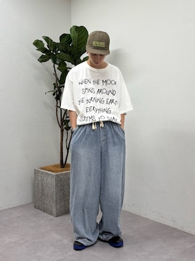 「CIAOPANIC TYPY（チャオパニックティピー）の【UNISEX】アソート落書きBIGロゴTEE（Tシャツ/カットソー、ホワイト系）」を使った、ゆうしんさん（メンズ・167cm）の夏コーディネート