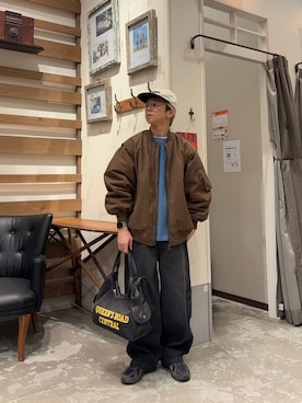 「CIAOPANIC TYPY（チャオパニックティピー）のアイテム（帽子）」を使った、ゆうしんさん（メンズ・165cm）の冬コーディネート