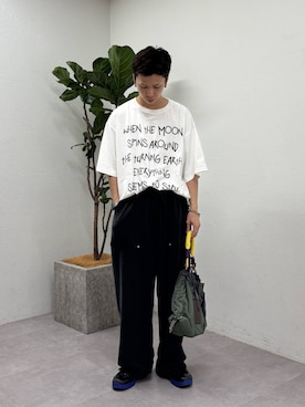 「CIAOPANIC TYPY（チャオパニックティピー）の【UNISEX】アソート落書きBIGロゴTEE（Tシャツ/カットソー、ホワイト系）」を使った、ゆうしんさん（メンズ・167cm）の夏コーディネート