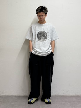 「CIAOPANIC TYPY（チャオパニックティピー）の【WEB限定】【UNISEX】ムーンクレーター＆アースロゴプリントTee（Tシャツ/カットソー）」を使った、ゆうしんさん（メンズ・167cm）の夏コーディネート