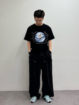 「CIAOPANIC TYPY（チャオパニックティピー）の【WEB限定】【UNISEX】ムーンクレーター＆アースロゴプリントTee（Tシャツ/カットソー）」を使った、ゆうしんさん（メンズ・167cm）の夏コーディネート